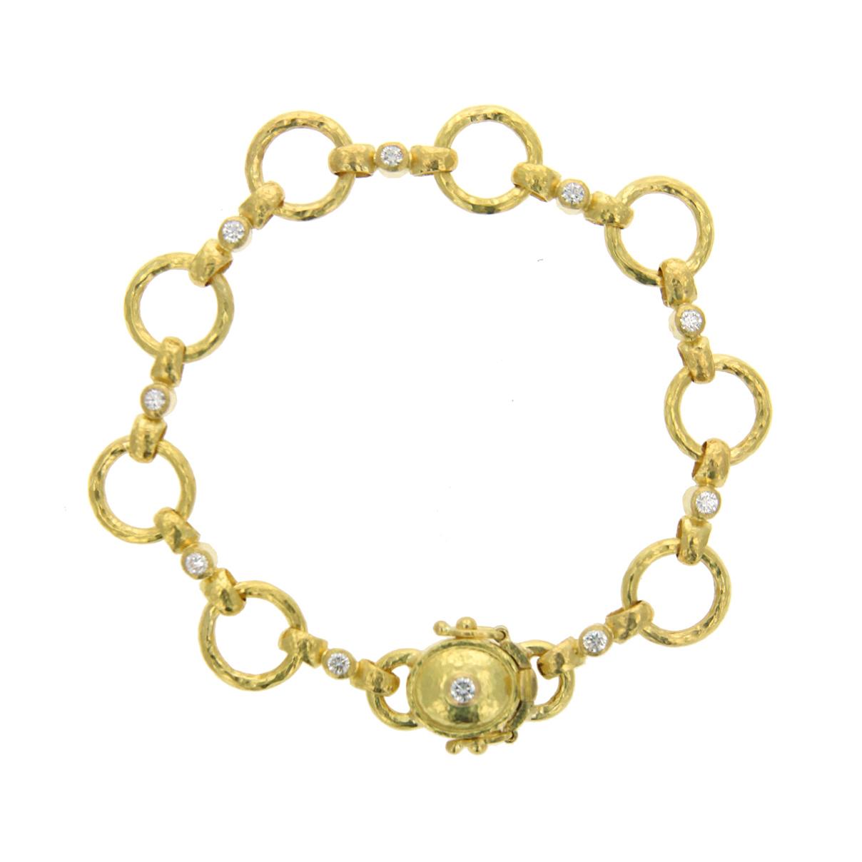 Elizabeth Locke Yellow Gold Celtic Diamond Link Bracelet