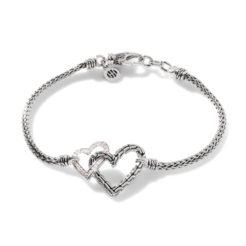John Hardy Manah Bracelet with Chain Heart and Diamonds