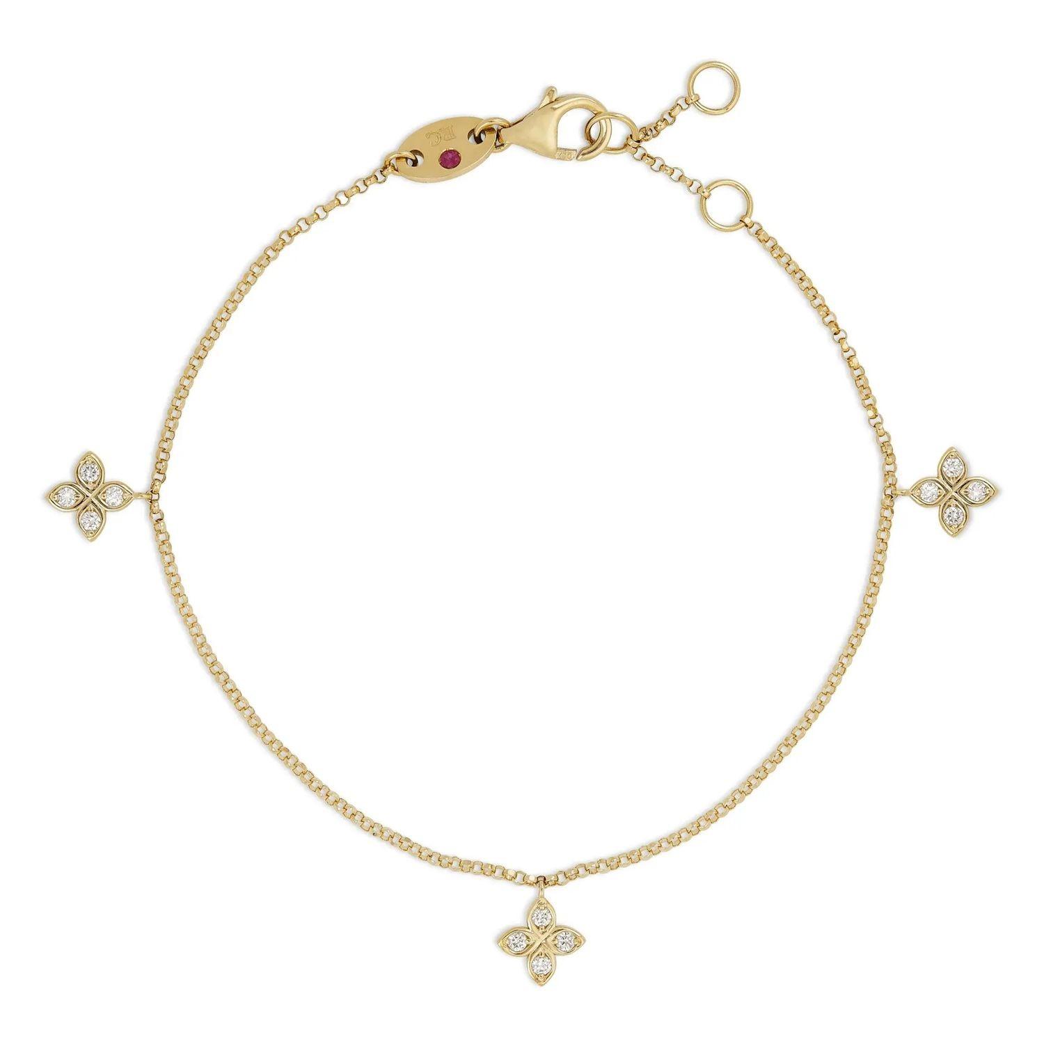 Roberto Coin Love by the Inch Yellow Gold Diamond Charm Bracelet