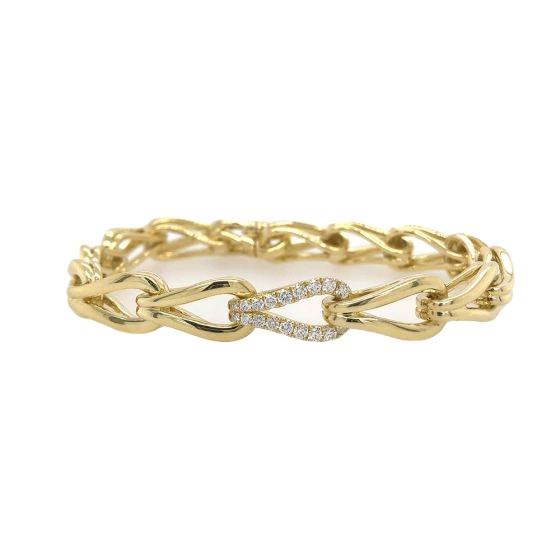 Charles Krypell Yellow Gold and Diamond Loop Link Bracelet