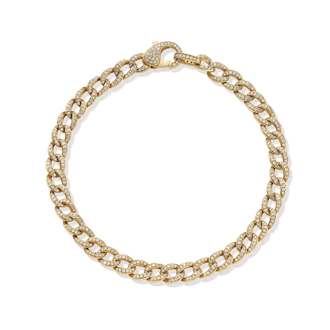 Pave Diamond Curb Link and Clasp Bracelet