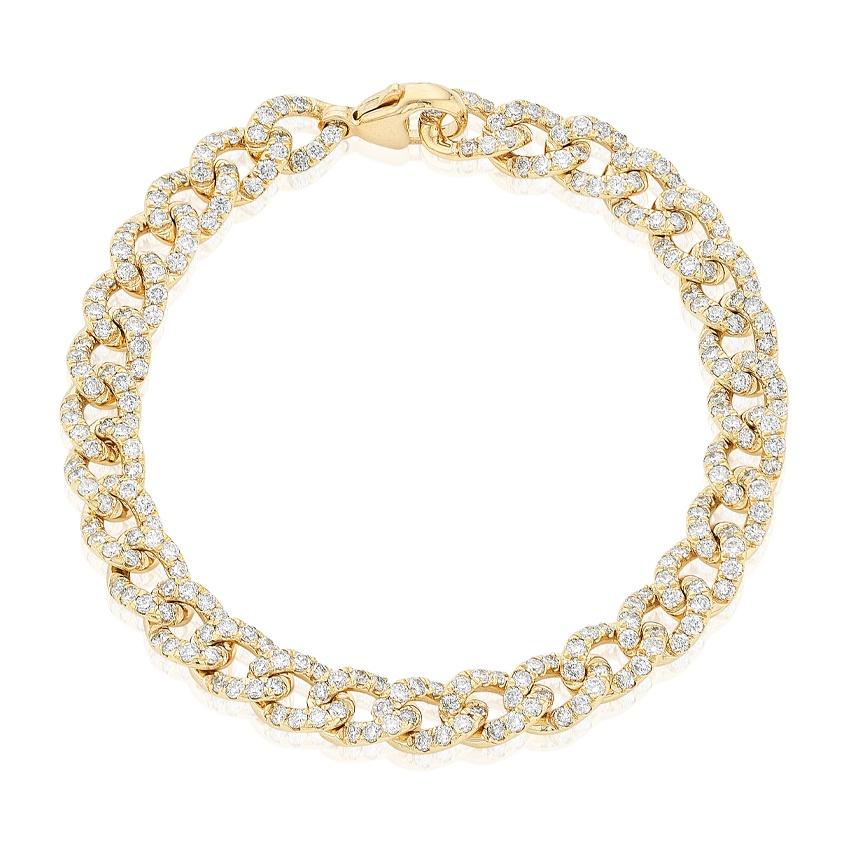 Yellow Gold Pave Diamond Curb Link Bracelet