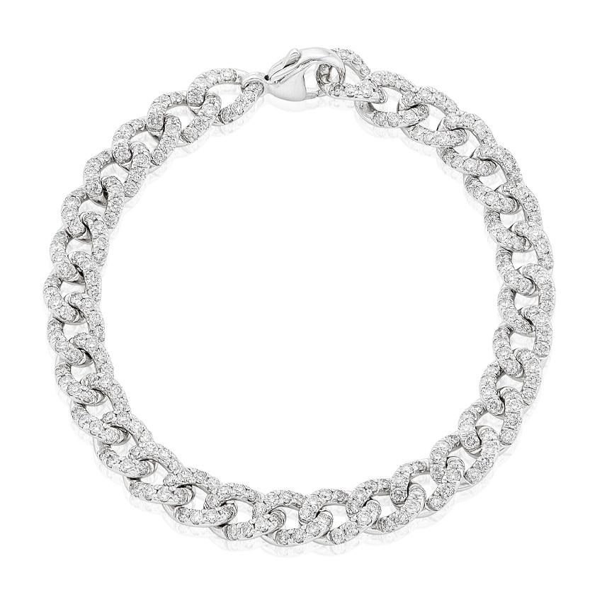 White Gold Pave Diamond Curb Link Bracelet
