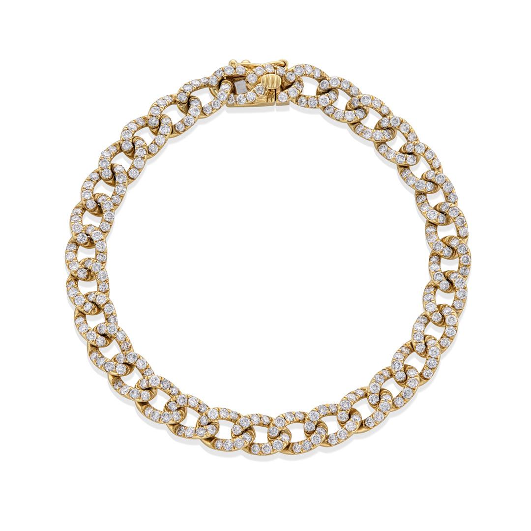 Pave Diamond 18k Yellow Gold Curb Link Bracelet