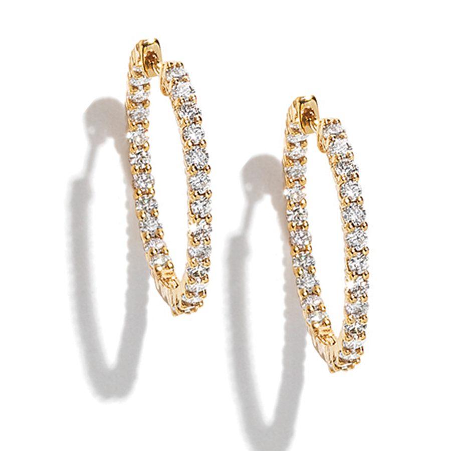 Yellow Gold 2Ct In & Out Style Hoop Earrings