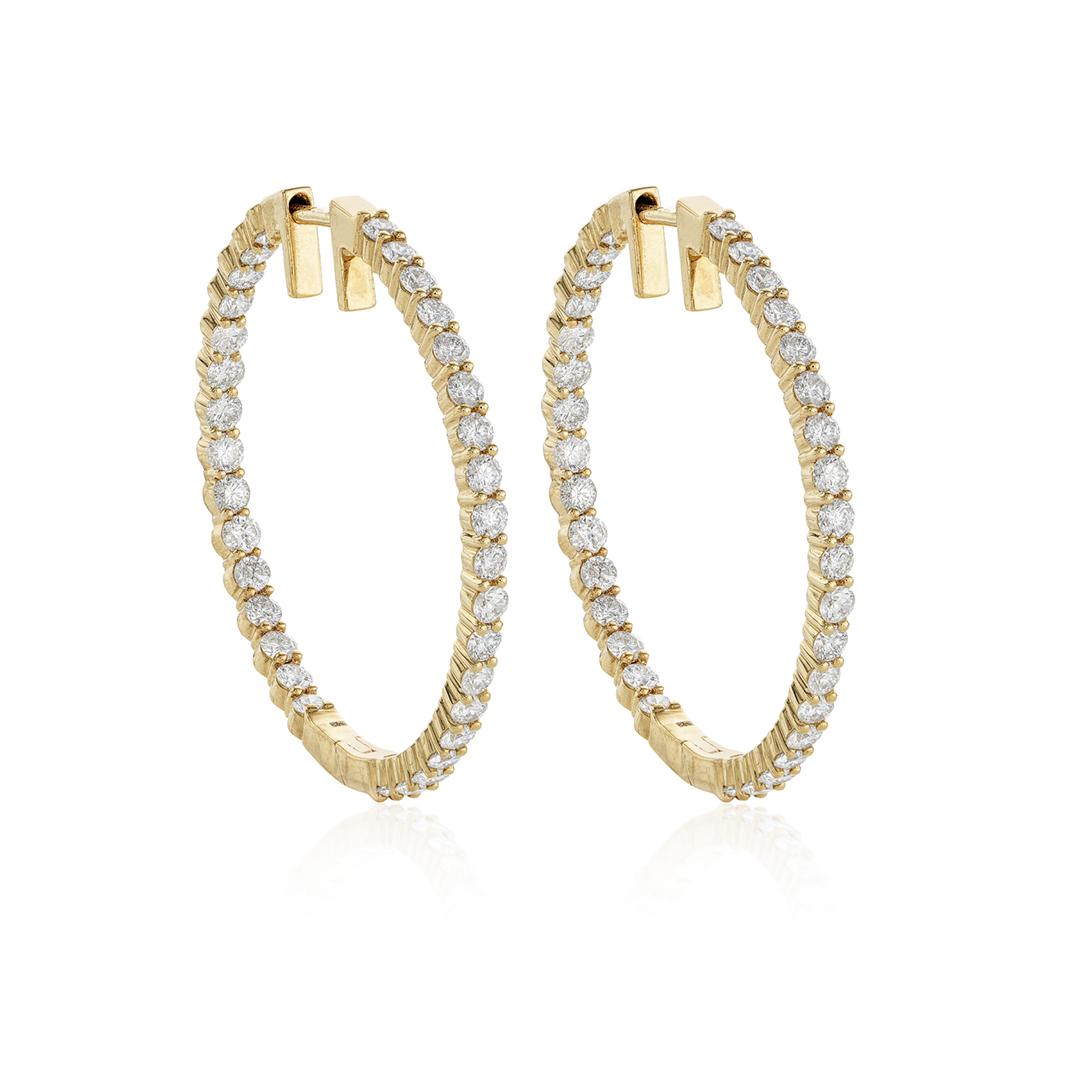 2.00 CTW in and Out Diamond Hoop Earrings