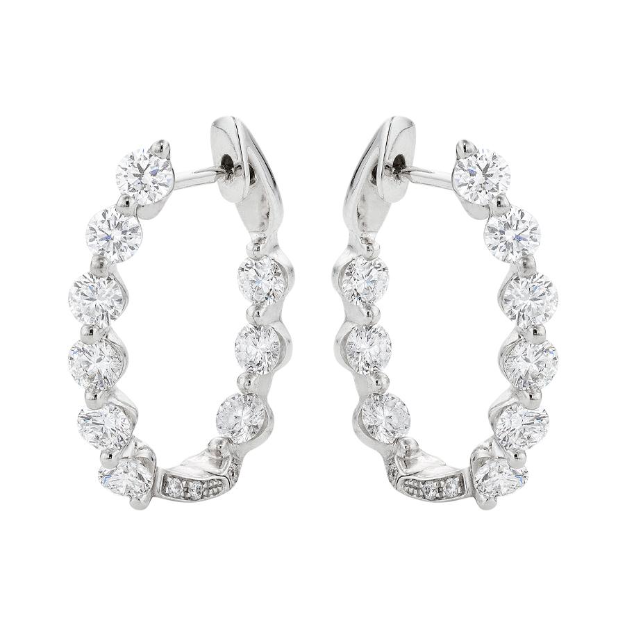 2.72CTW In and Out Oval Shaped Hoop Earrings 17mm