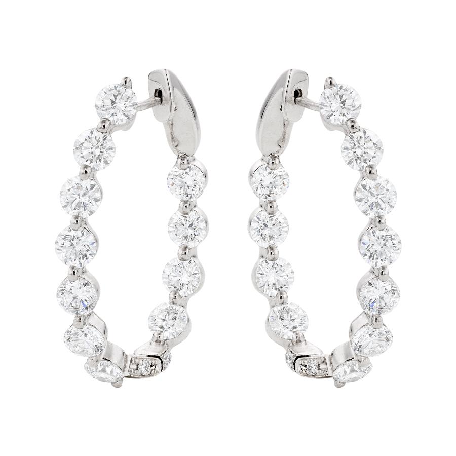 7.24 CTW In and Out Oval Shaped Hoop Earrings 22mm