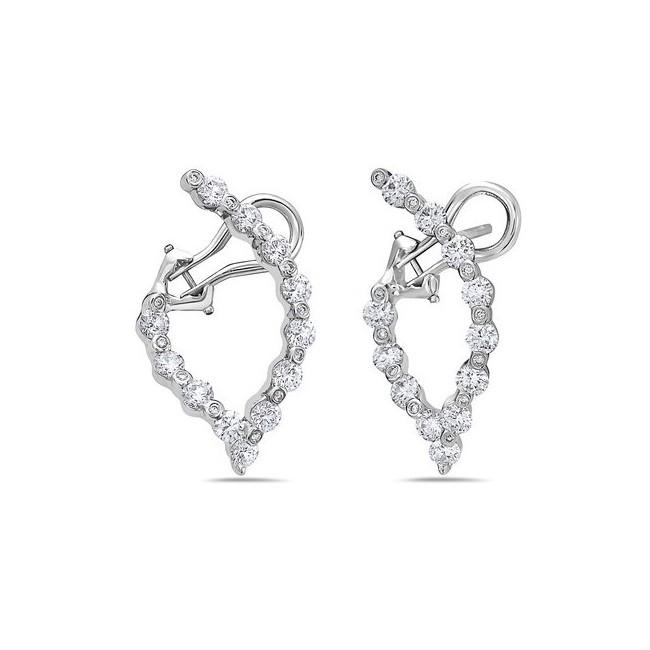 Charles Krypell 2.05CTW Wishbone Diamond Bypass Hoop Earrings