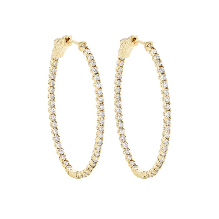 1.93 CTW Oval In and Out Diamond Hoop Earrings