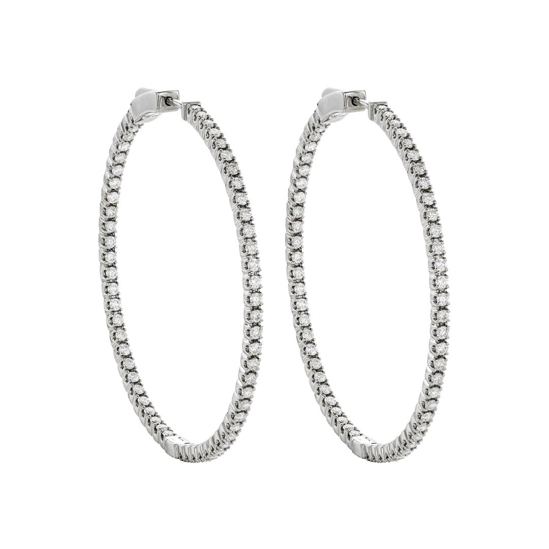 2.10 CTW Round Diamond Hoop Earrings