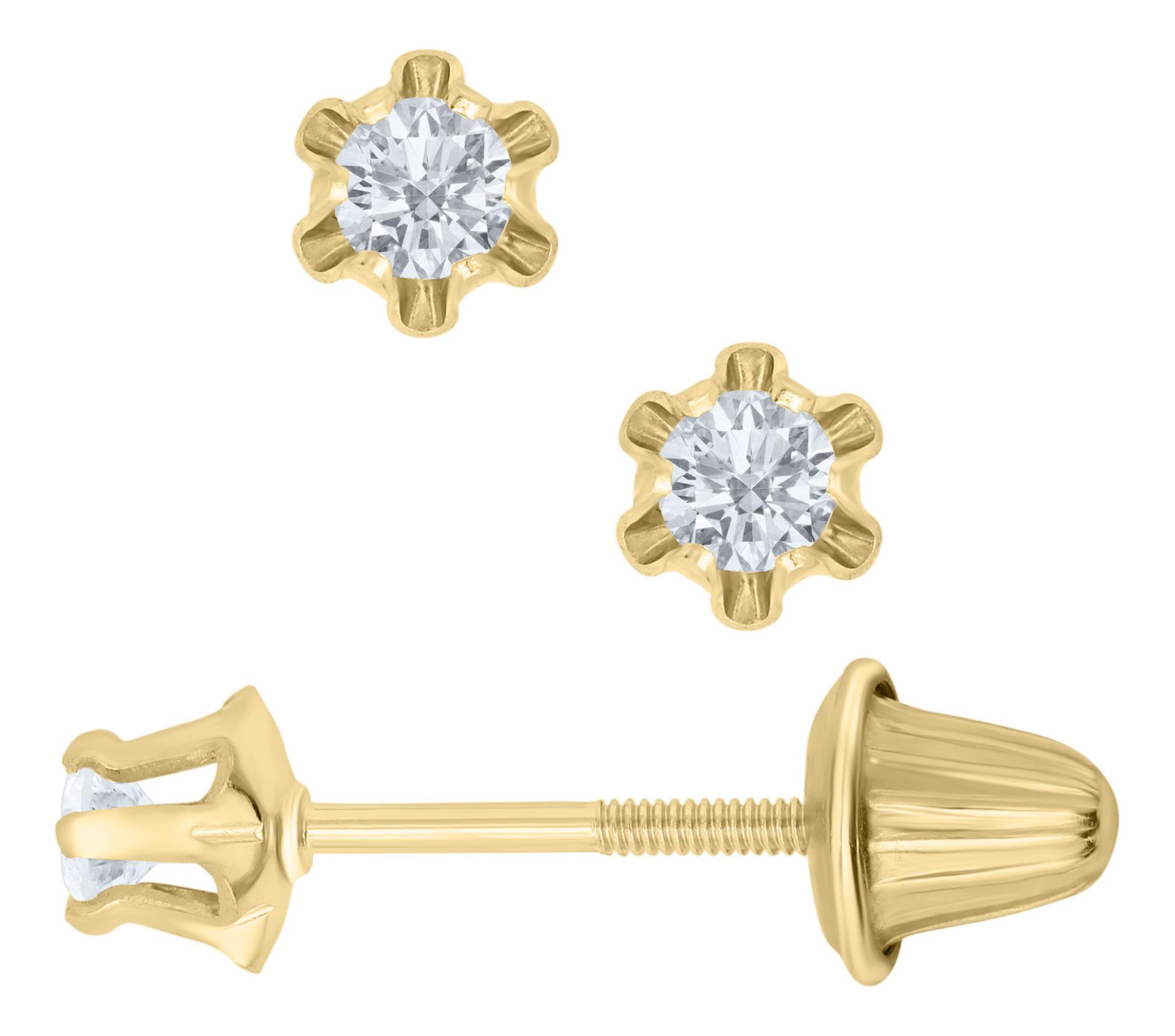Child's Diamond Stud Earrings in 14k Yellow Gold