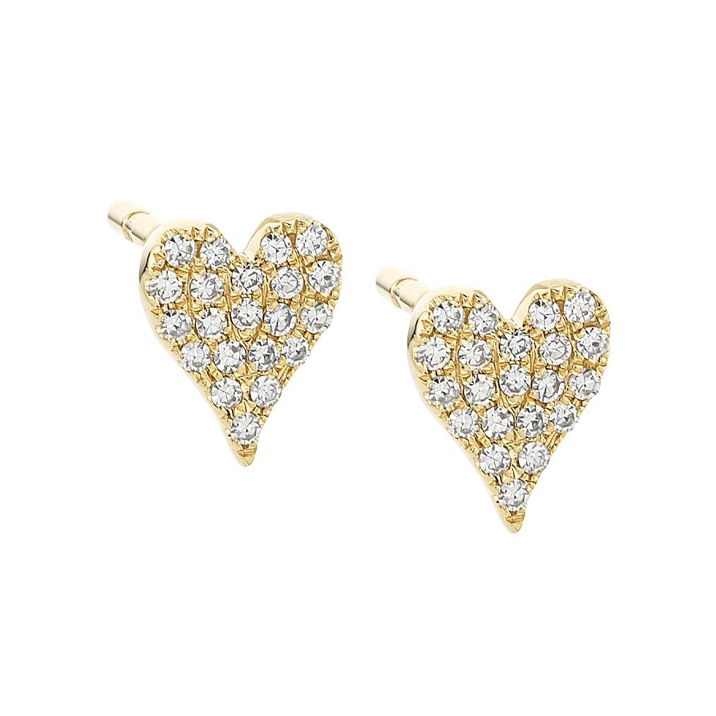 Yellow Gold 0.10 CTW Diamond Heart Post Earrings