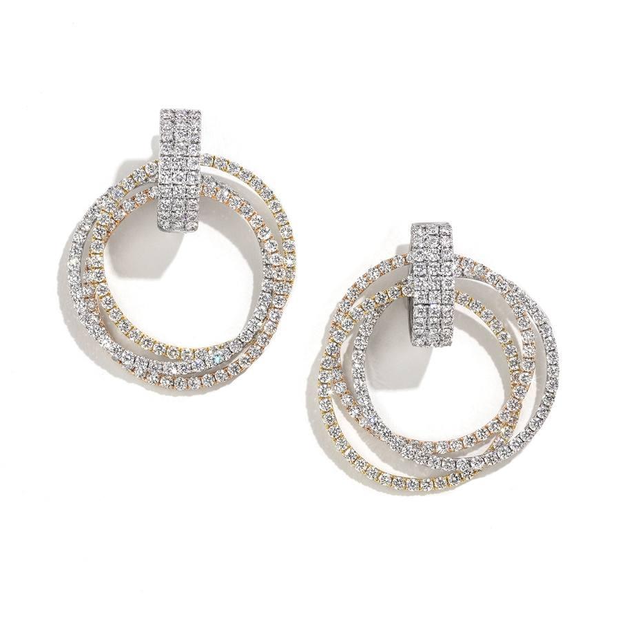 6.83 CTW Triple Diamond Open Circle Earrings 