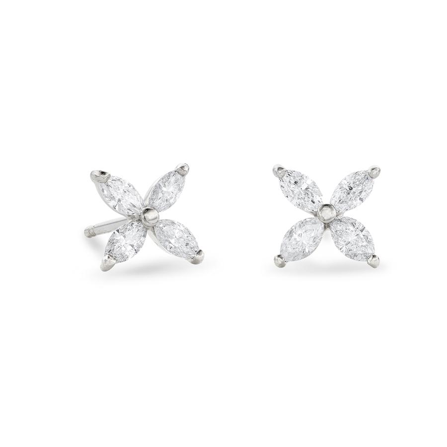 0.50 CTW Marquise Diamond Floral Earrings