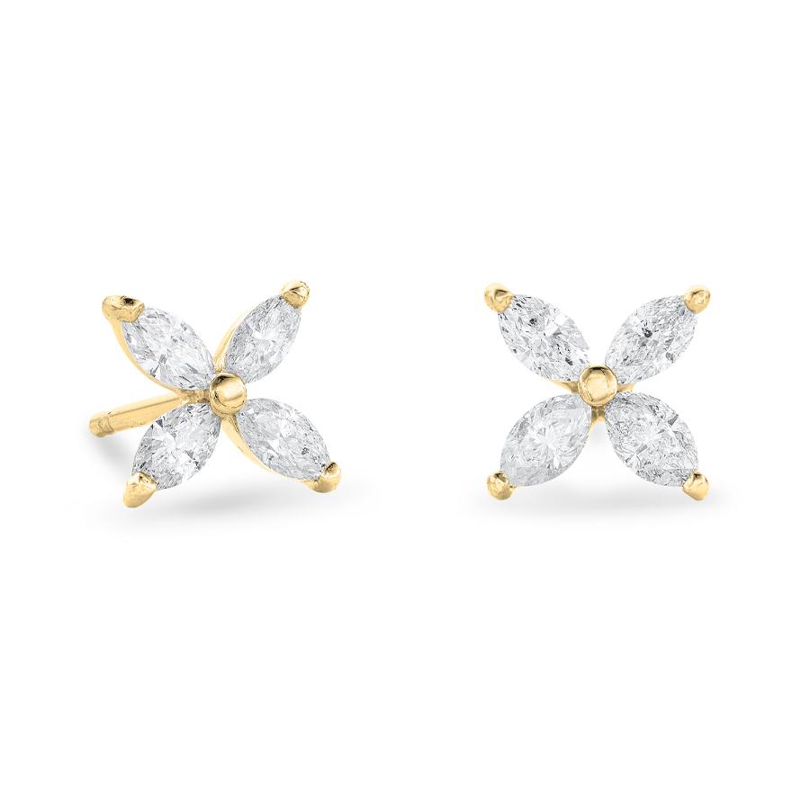 Floral Design Marquise Diamond Post Earrings