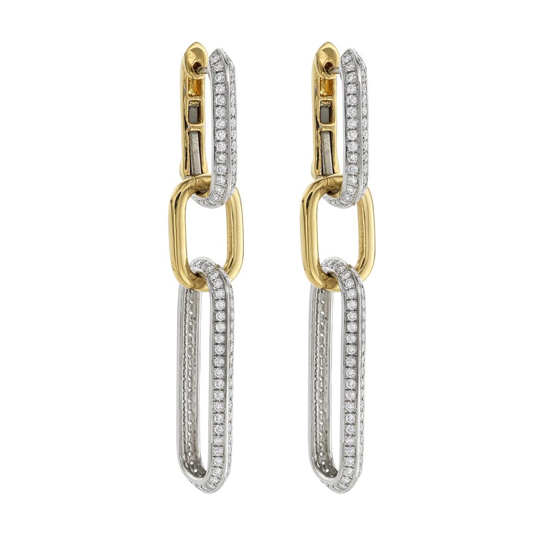 Diamond and Gold Paperclip Earrings