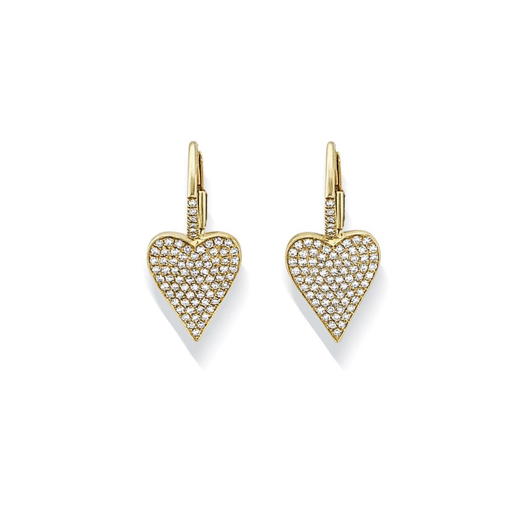 Diamond Heart Drop Earrings