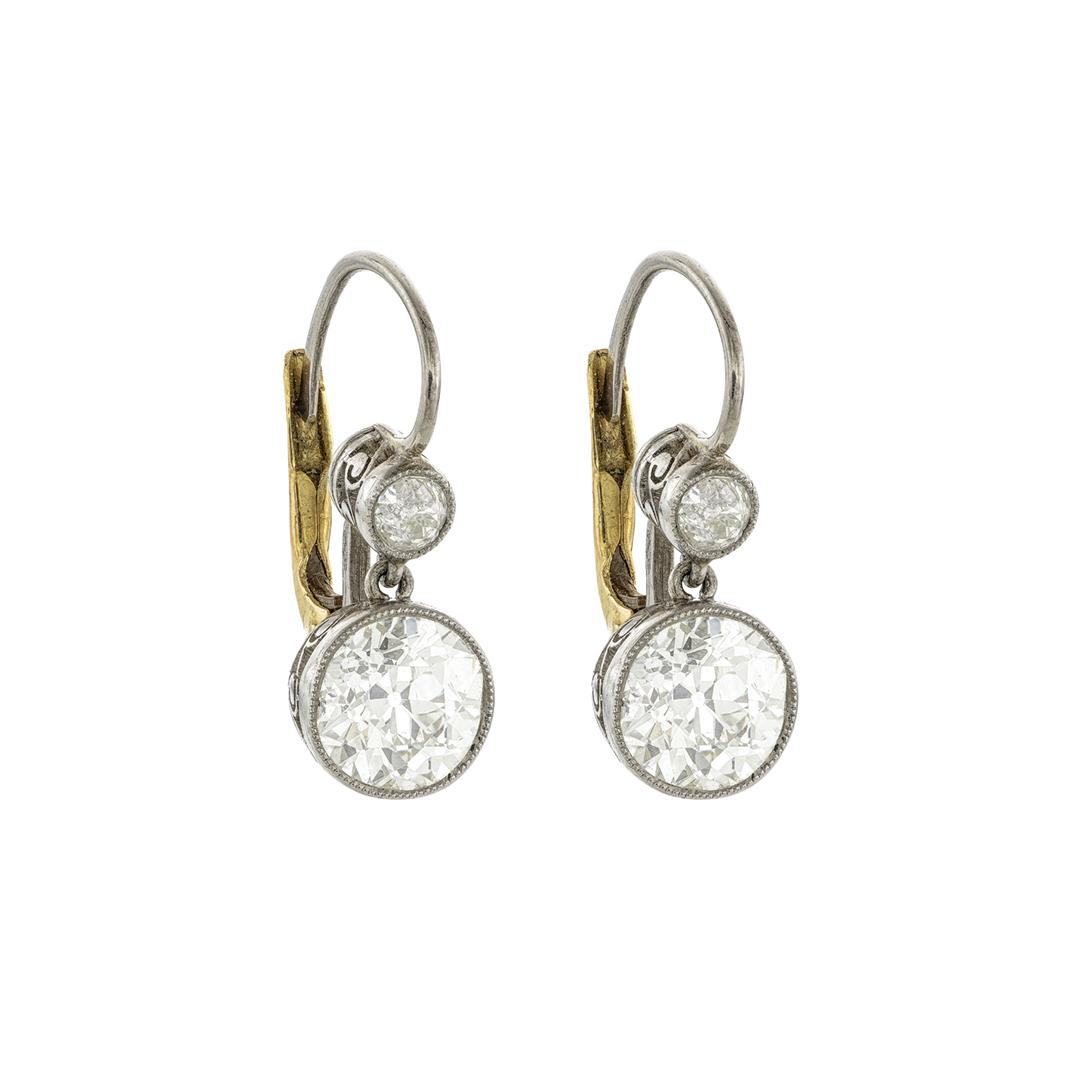 Estate Collection Double Diamond Drop Earrings