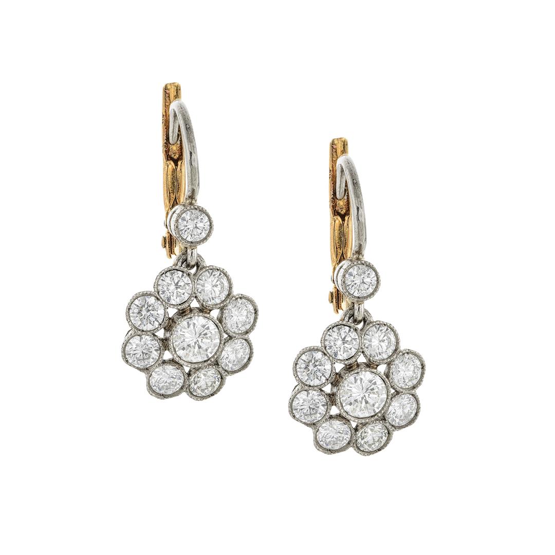 Estate Collection Diamond Floral Cluster Earrings