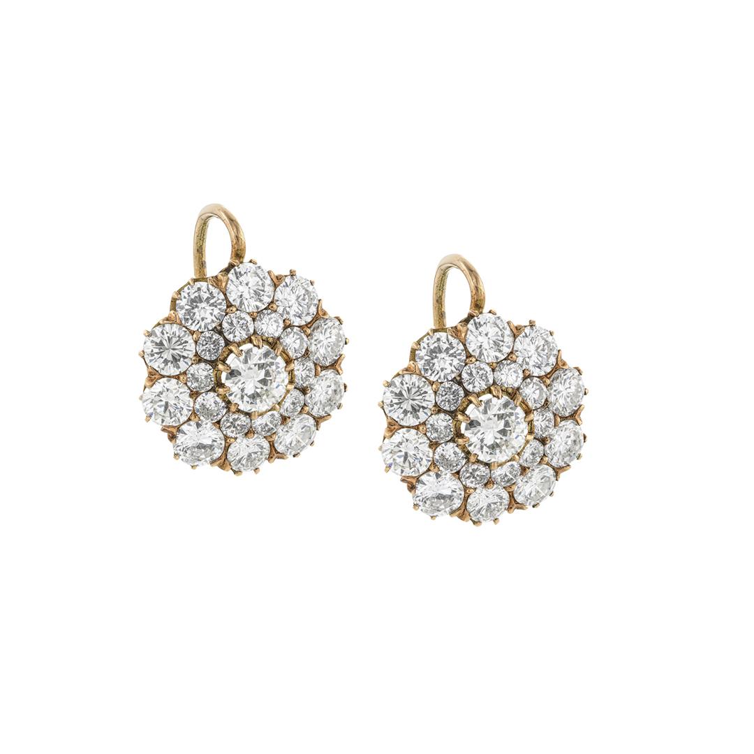 Estate Collection Concentric Circle Diamond Drop Earrings