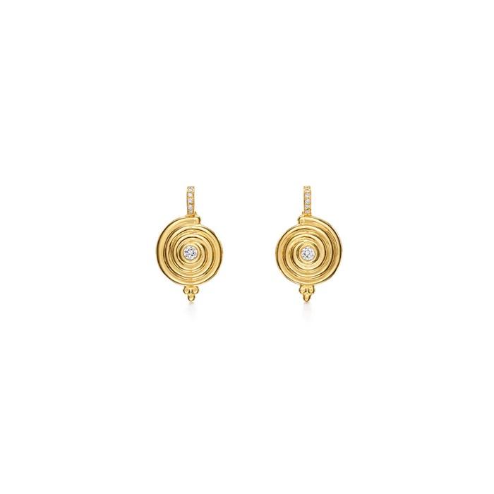 Temple St Clair 18K Spiral Diamond Drop Earrings