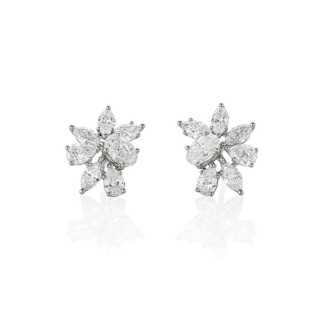 3.80 CTW Diamond Cluster Post Earrings