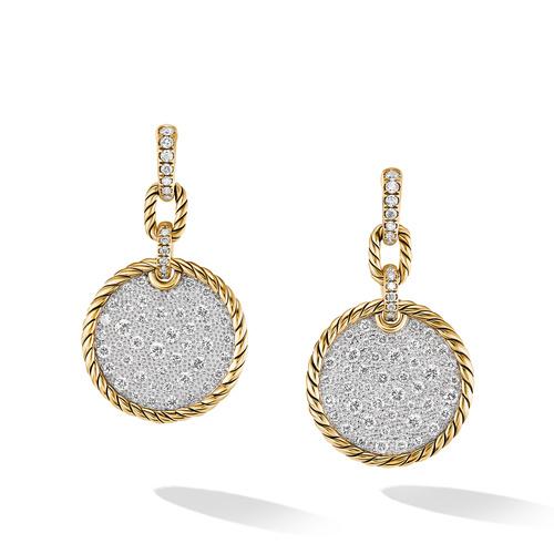 David Yurman DY Elements Convertible Drop Earrings in 18K Yellow Gold with Pave Diamonds