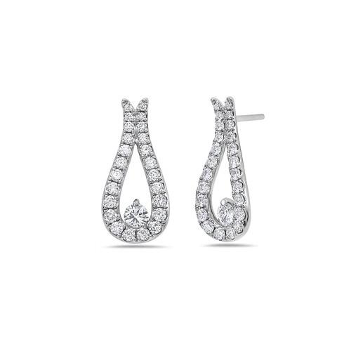 Charles Krypell White Gold and Diamond Teardrop Loop Earrings