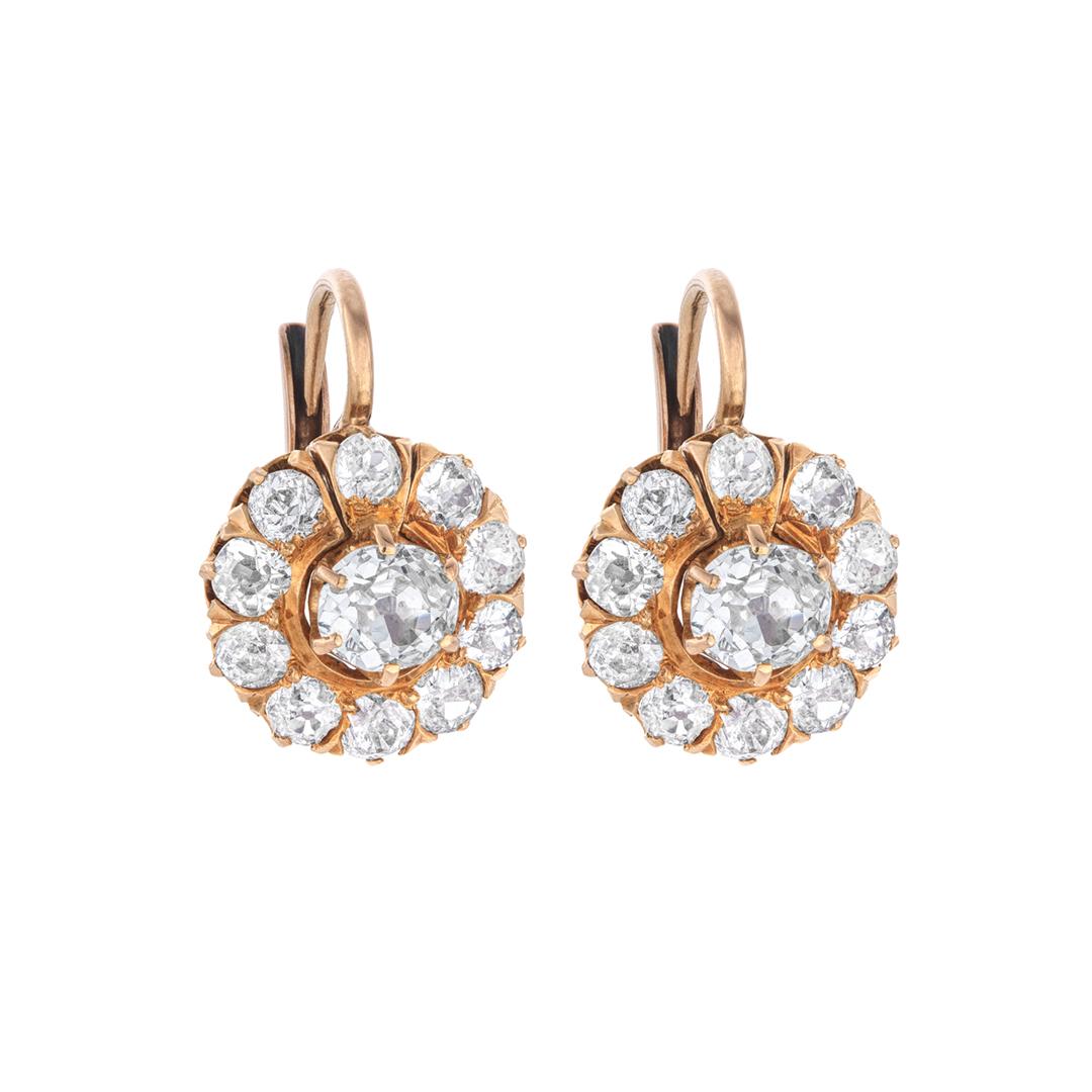 Estate Collection Cluster Disc Diamond Earrings