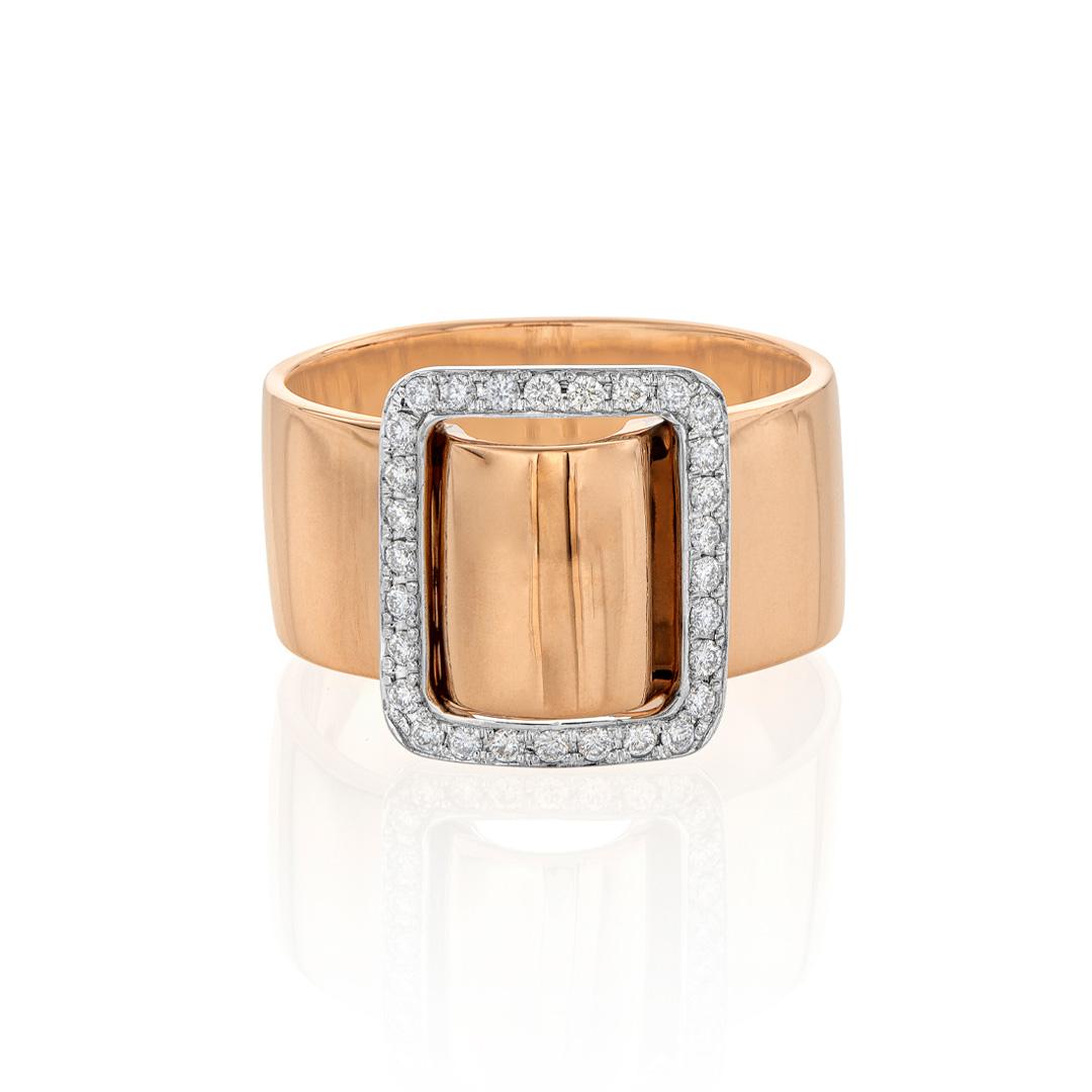Rose Gold Ring with Rectangular Diamond Buckle