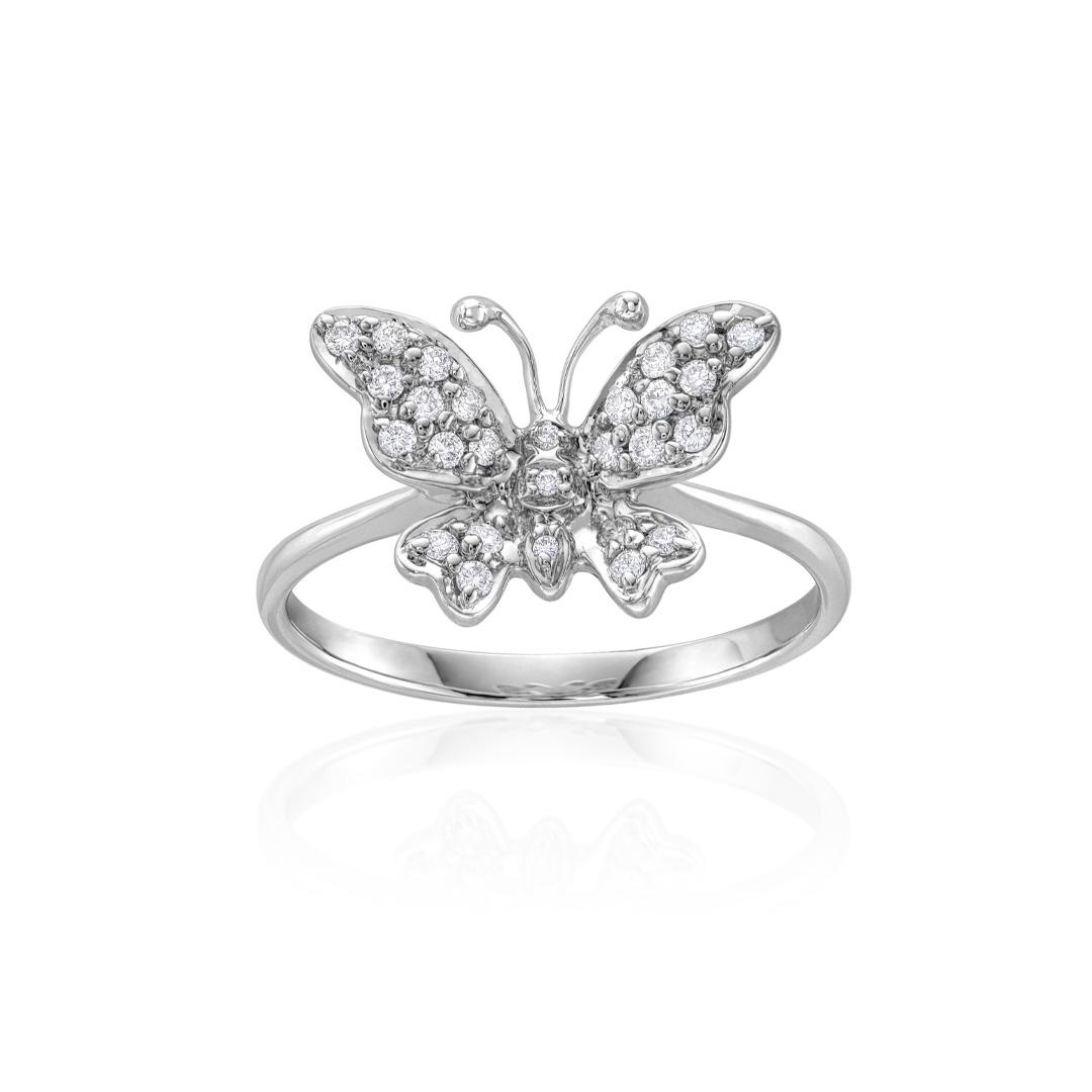 Diamond and White Gold Butterfly Ring