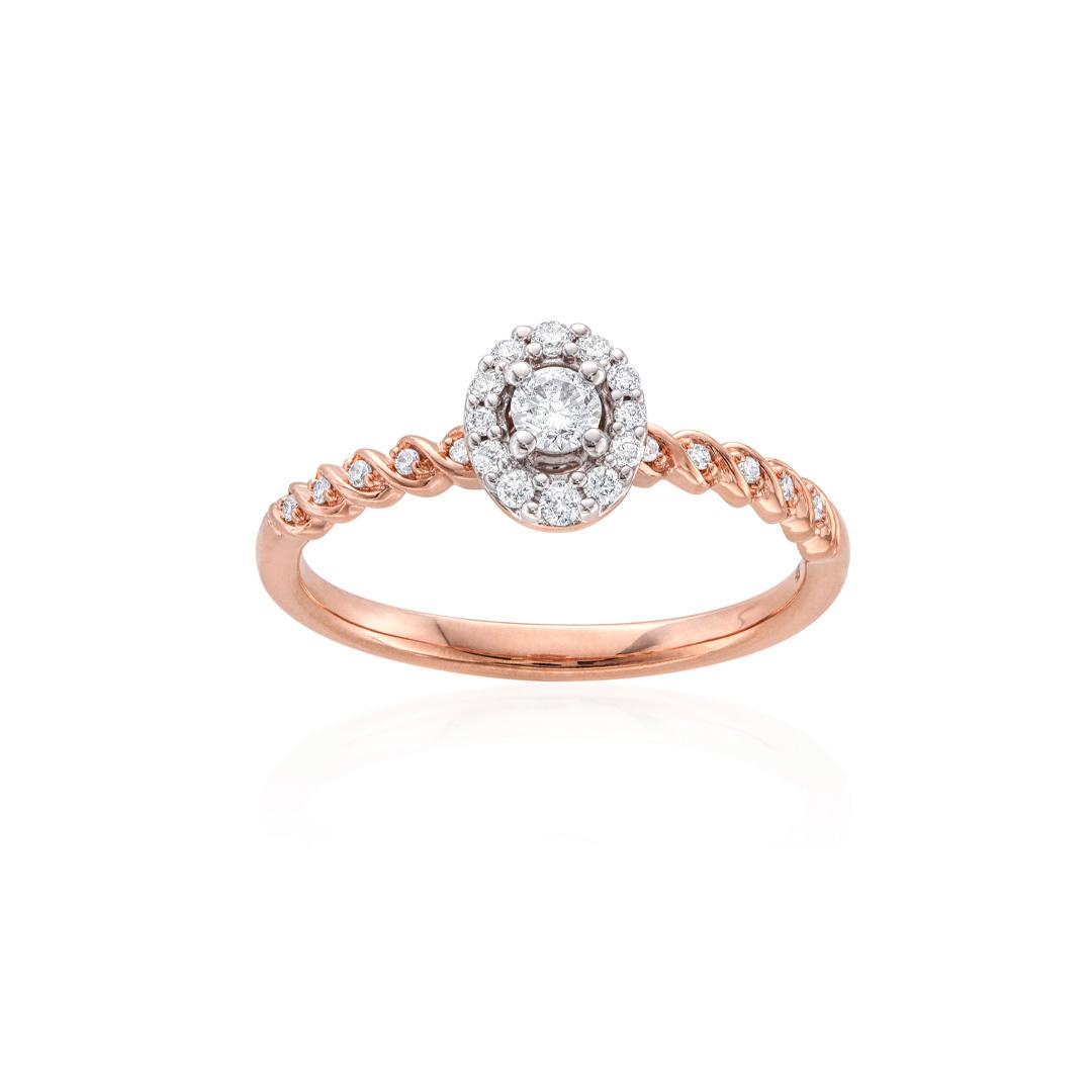 Rose Gold Twisted Style Diamond Promise Ring