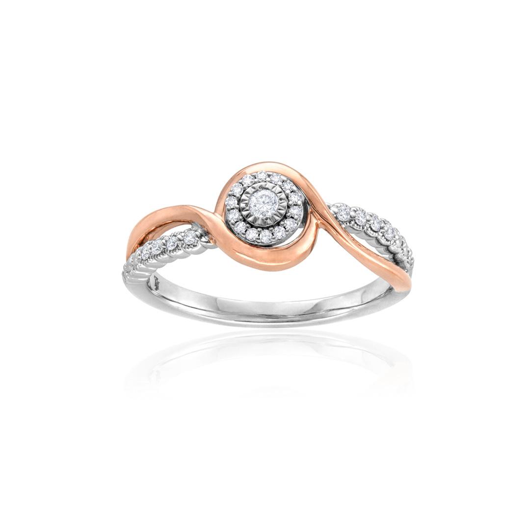 Two Tone Twisted Style Diamond Promise Ring