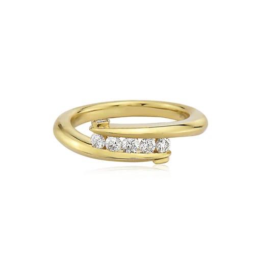 Charles Krypell Yellow Gold and Diamond Bypass Ring