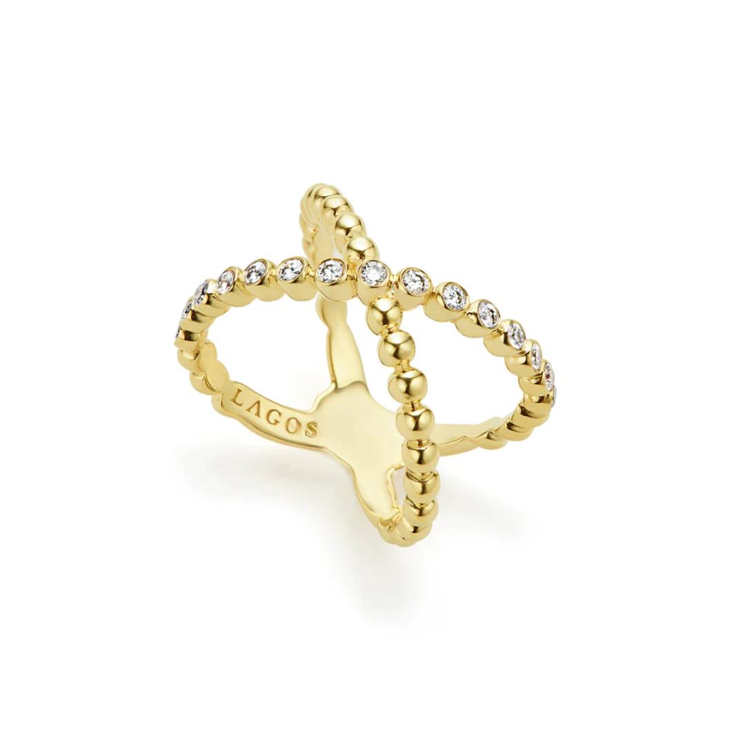 Lagos Caviar Gold X Diamond Ring