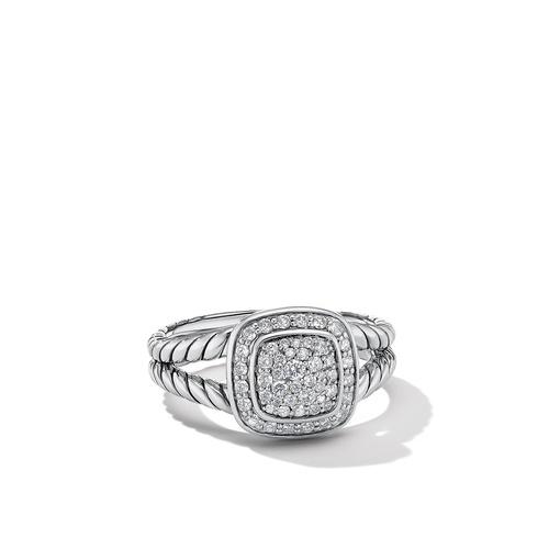 David Yurman Petite Albion Ring in Sterling Silver with Pave Diamonds, size 6