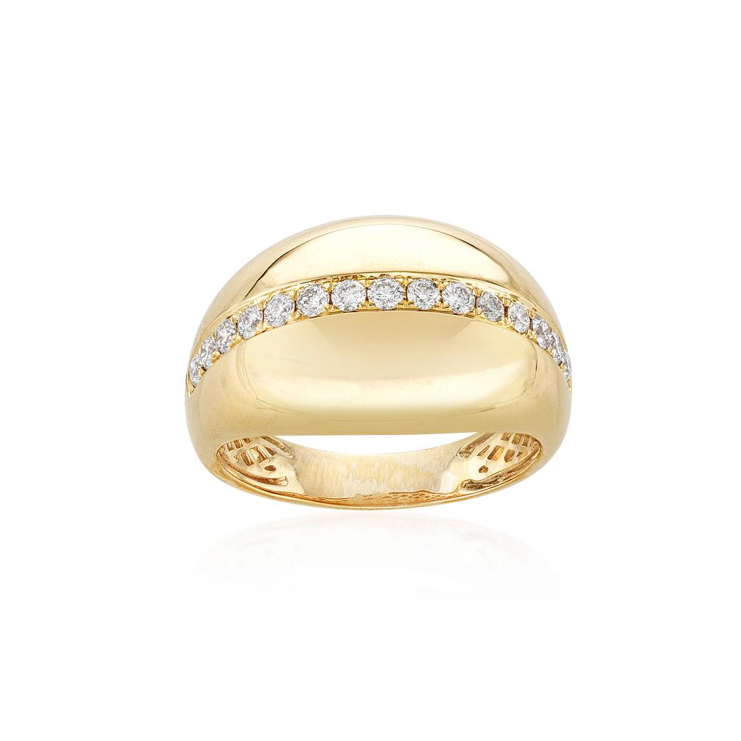 Yellow Gold Diamond Accented Dome Ring