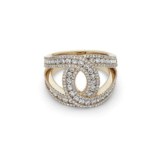 Charles Krypell Yellow Gold and Diamond Interlocking Loop Style Ring