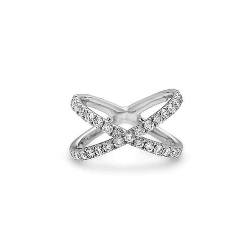 Charles Krypell White Gold and 1.10CTW Diamond X Ring