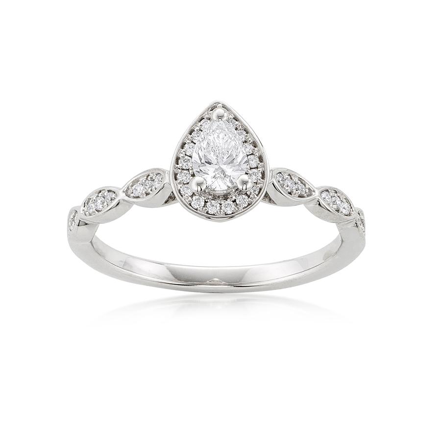0.33 CT Pear Shaped Diamond Engagement Ring