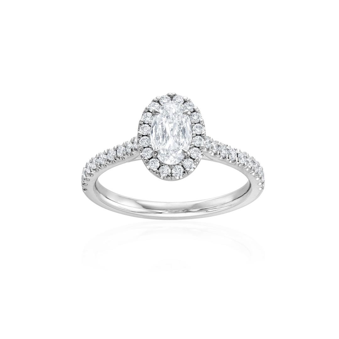 0.53CT Oval GIA Diamond Halo Engagement Ring