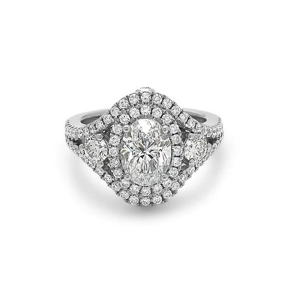 Charles Krypell Halo Style 0.70CT Oval Engagement Ring