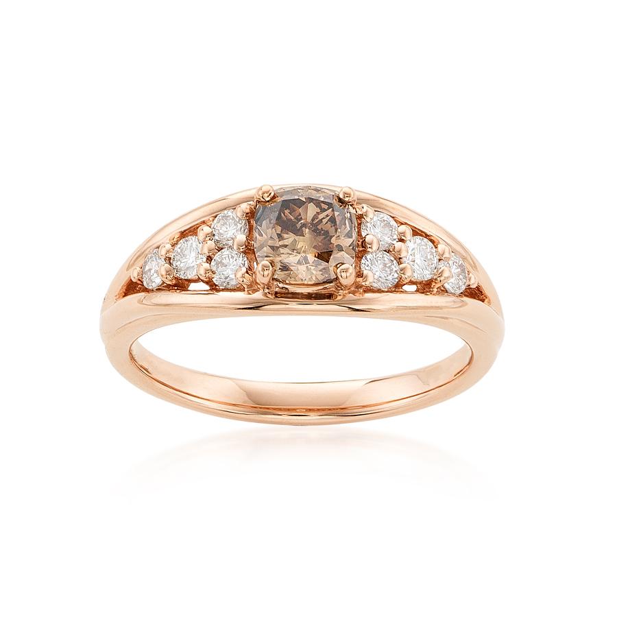 0.68 CT Inset Brown Diamond Engagement Ring