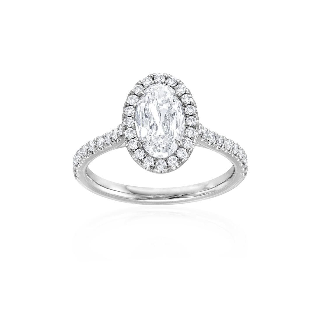 1.02CT Oval GIA Diamond Halo Engagement Ring