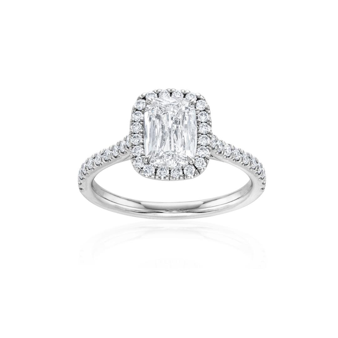 1.01CT Cushion GIA Diamond Halo Engagement Ring