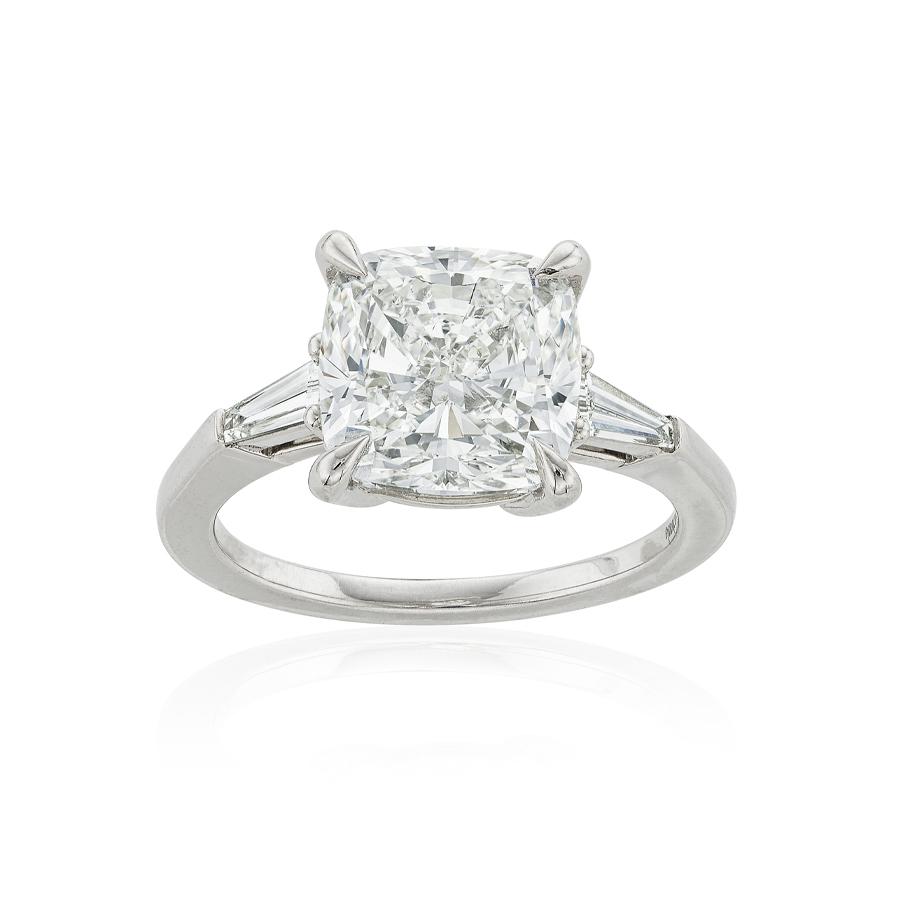 5.01 CT Cushion Diamond Platinum Engagement Ring