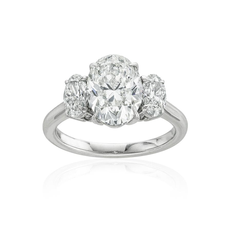 3.01 CT Oval Cut Diamond Platinum Engagement Ring
