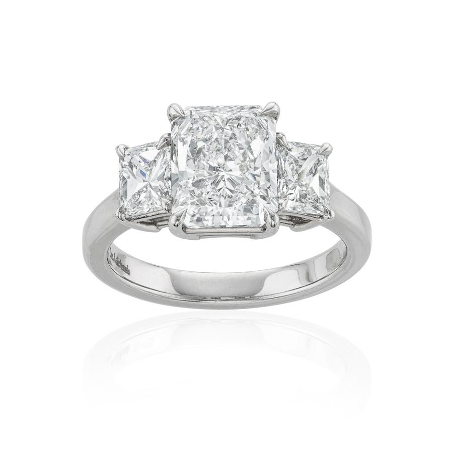 3.01 CT Radiant Cut Diamond Platinum Engagement Ring