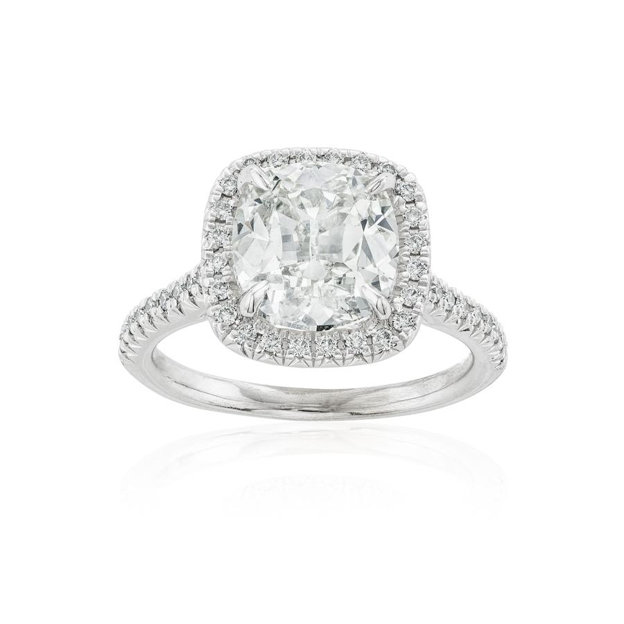 3.15 CT Cushion Cut Diamond White Gold Engagement Ring